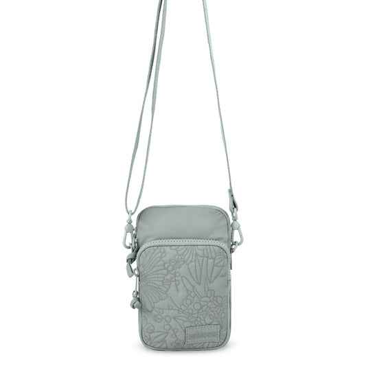 Sakroots Koa Smartphone Crossbody - EcoTwill - Sage Flower Blossom Quilted