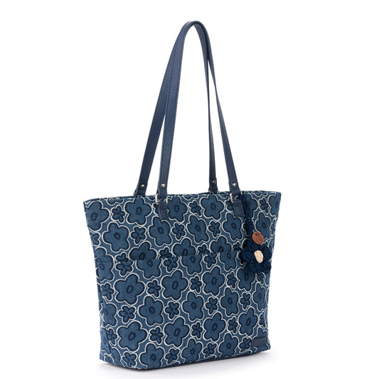 Sakroots Banyan Shoulder Tote - Denim - Denim Retro Flower