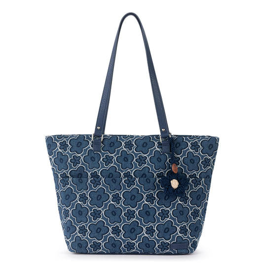 Sakroots Banyan Shoulder Tote - Denim - Denim Retro Flower