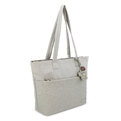 Sakroots Banyan Shoulder Tote - EcoTwill - Pebble Flower Blossom Quilted