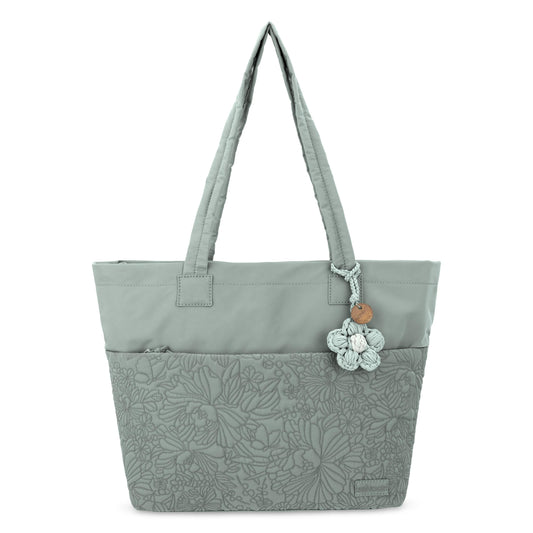 Sakroots Banyan Shoulder Tote - EcoTwill - Sage Flower Blossom Quilted