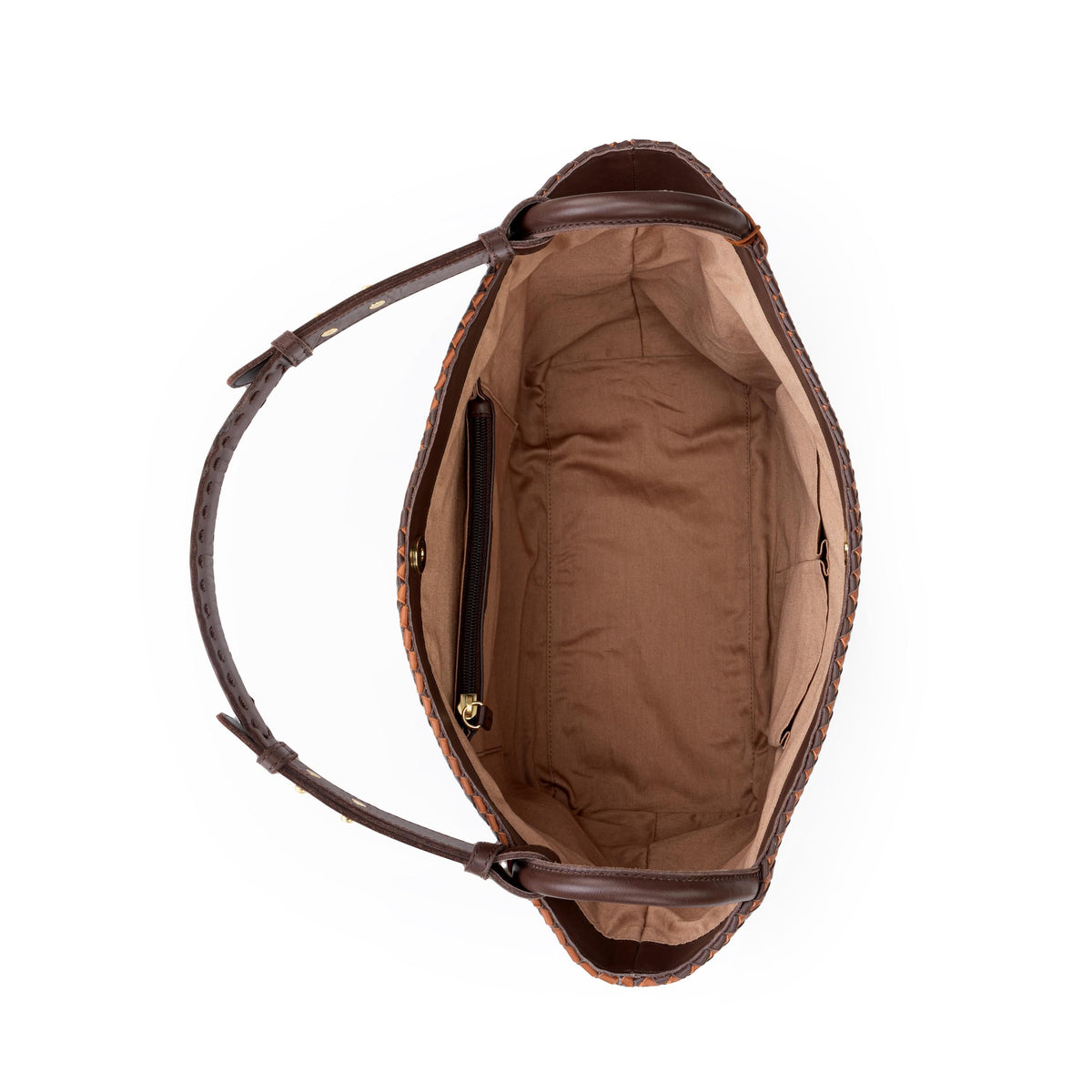 The Sak Los Feliz Medium Tote - Leather - Mahogany Cognac Woven