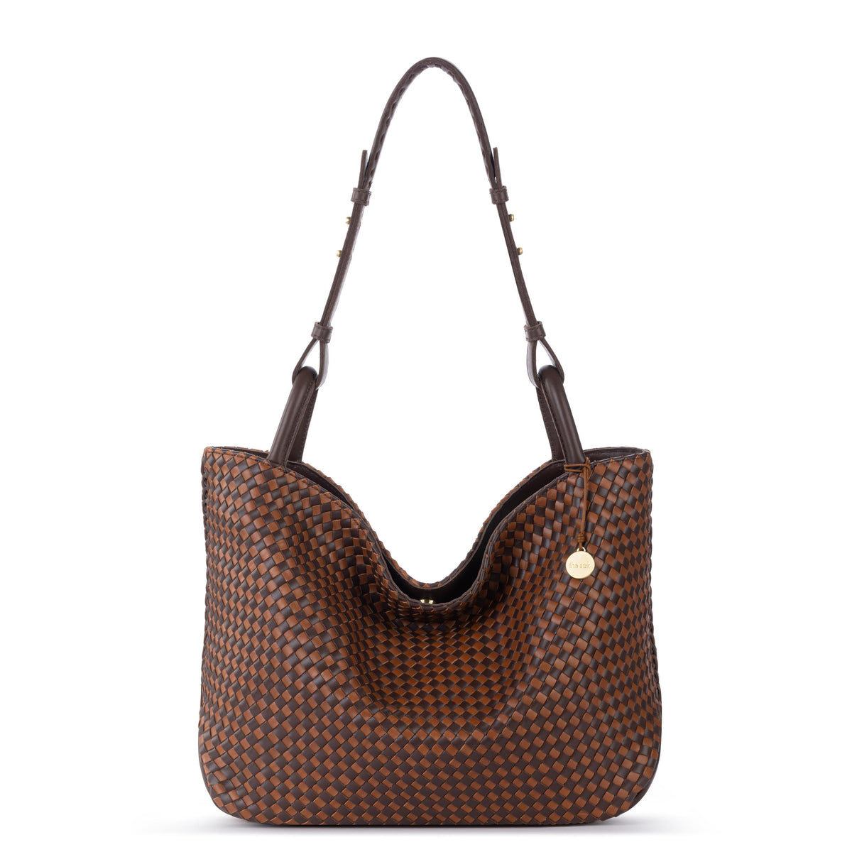 The Sak Los Feliz Medium Tote - Leather - Mahogany Cognac Woven