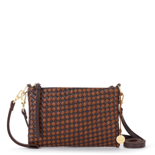 The Sak Vita Convertible Wristlet - Leather - Mahogany Cognac Woven