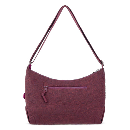 Sakroots Banyan Hobo - EcoTwill - Black Cherry Flower Blossom Quilted