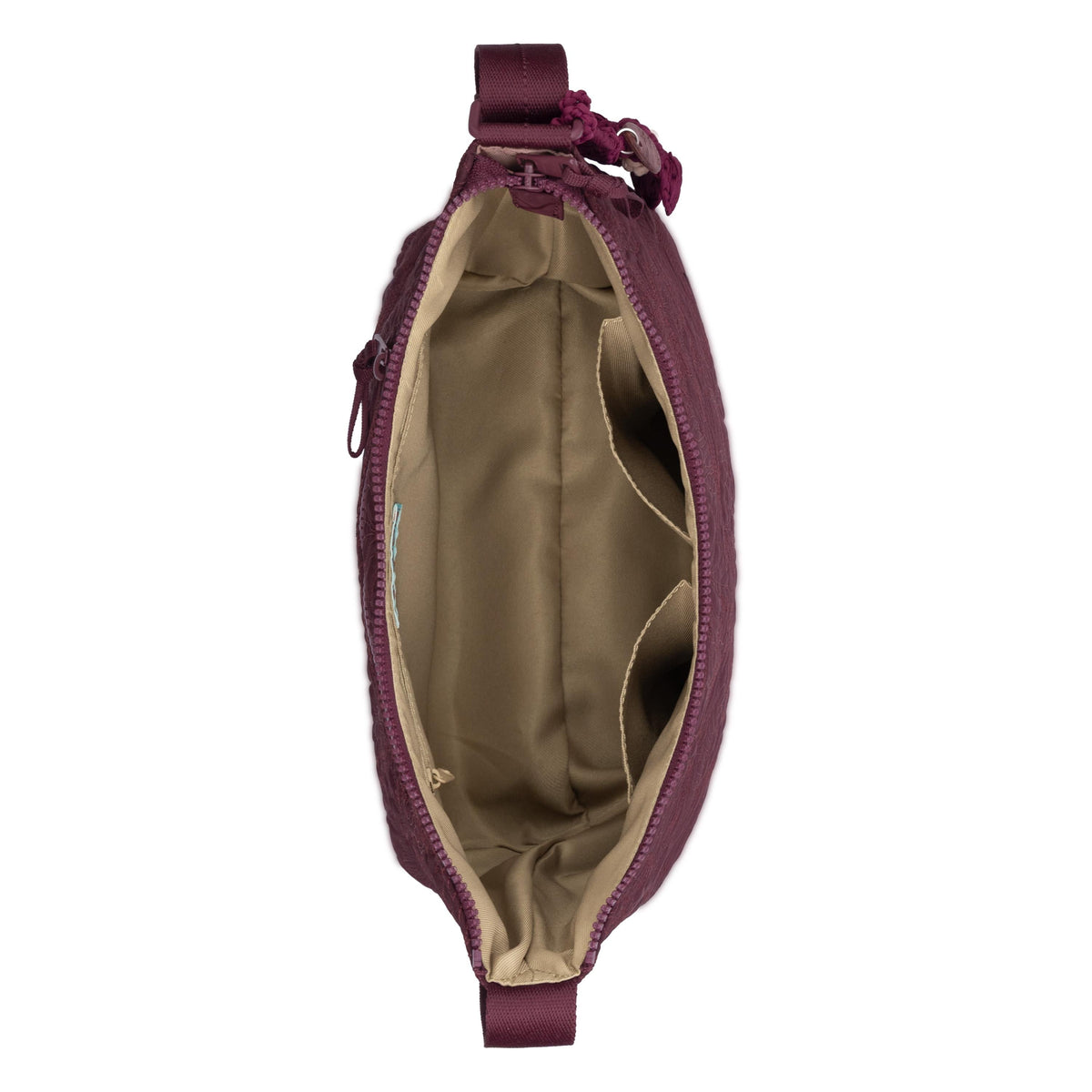 Sakroots Banyan Hobo - EcoTwill - Black Cherry Flower Blossom Quilted
