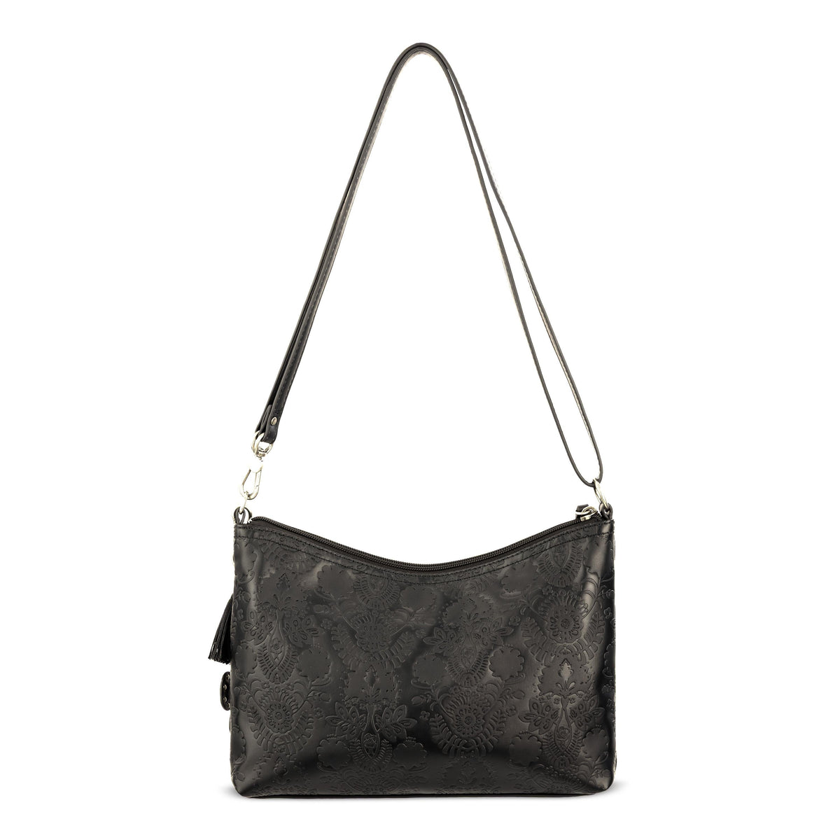 Sakroots Lumi Crossbody - EcoTwill - Black Floral Embossed
