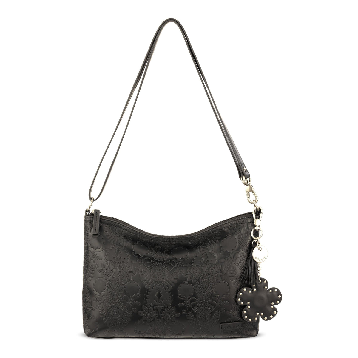 Sakroots Lumi Crossbody - EcoTwill - Black Floral Embossed