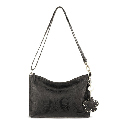 Sakroots Lumi Crossbody - EcoTwill - Black Floral Embossed
