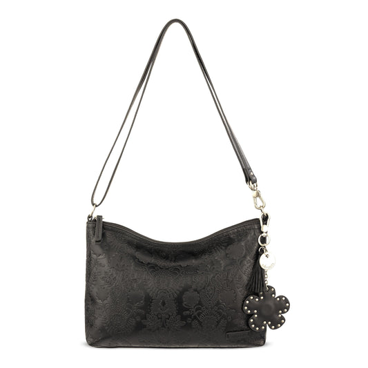 Sakroots Lumi Crossbody - EcoTwill - Black Floral Embossed