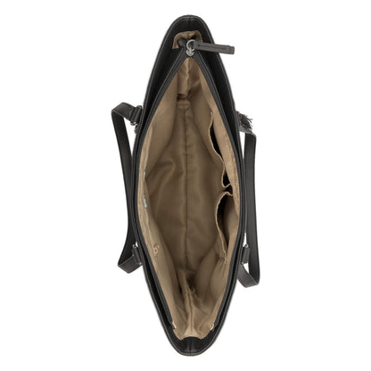 Sakroots Banyan Shoulder Tote - EcoTwill - Black Floral Embossed