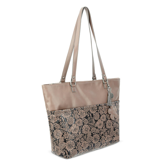 Sakroots Banyan Shoulder Tote - EcoTwill - Mushroom In Bloom Embossed