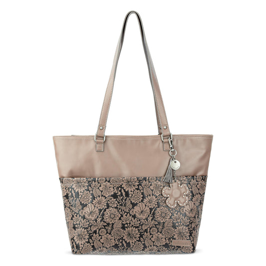 Sakroots Banyan Shoulder Tote - EcoTwill - Mushroom In Bloom Embossed