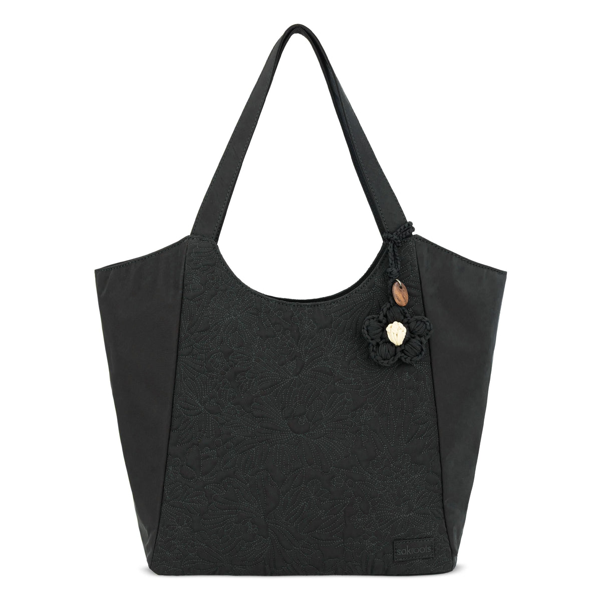 Sakroots Roma Large Tote - EcoTwill - Black Flower Blossom Quilted