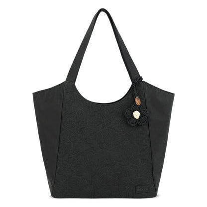 Sakroots Roma Large Tote - EcoTwill - Black Flower Blossom Quilted