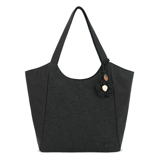 Sakroots Roma Large Tote - EcoTwill - Black Flower Blossom Quilted