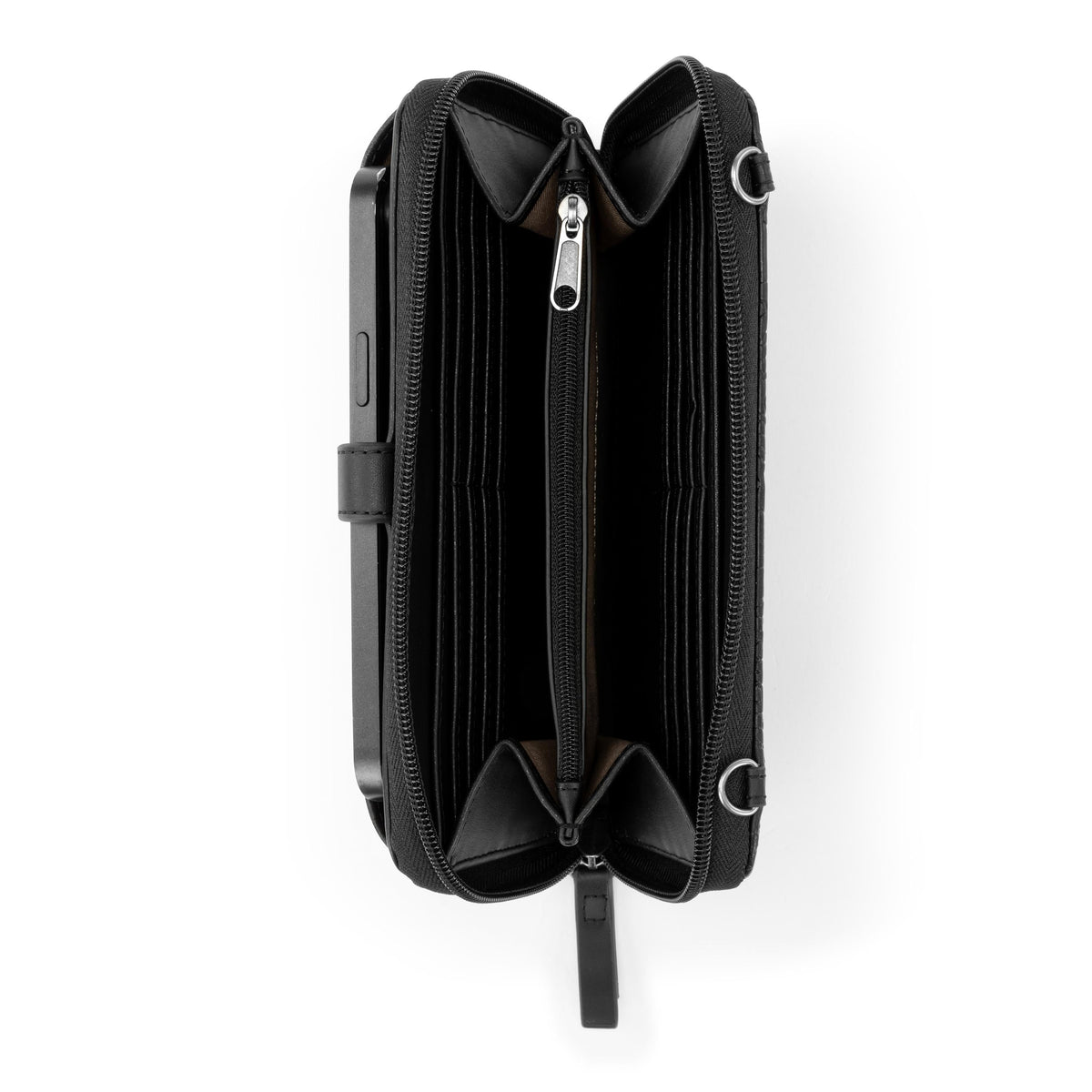 Sakroots Smartphone Wallet - EcoTwill - Black Floral Embossed