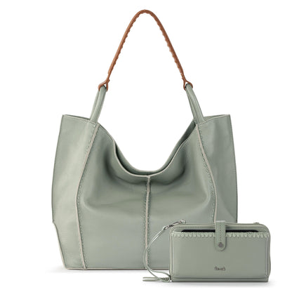 The Sak Los Feliz Large Tote and Iris Smartphone Wallet Bundle - Leather - Meadow