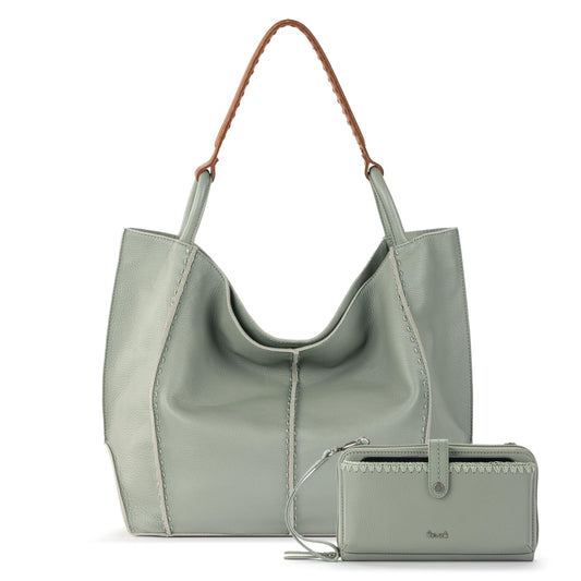 The Sak Los Feliz Large Tote and Iris Smartphone Wallet Bundle - Leather - Meadow